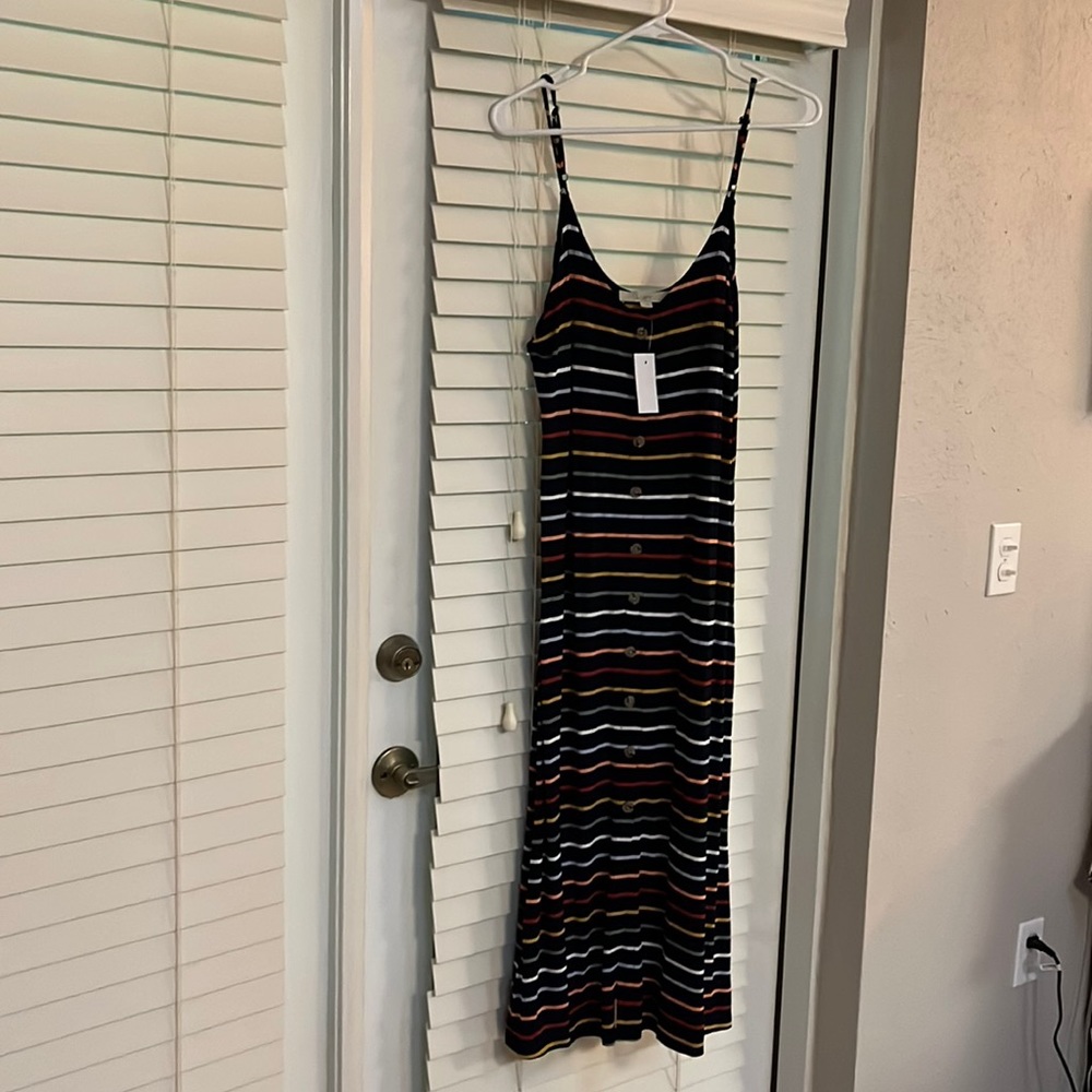 Midi Striped Spaghetti Strap Dress